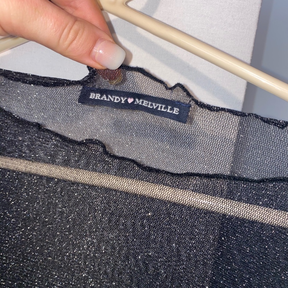 Long sleeve Glitter Mesh top